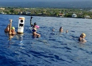 Adult swim club on the Ironman course in Kona, Big Island, Hawaii